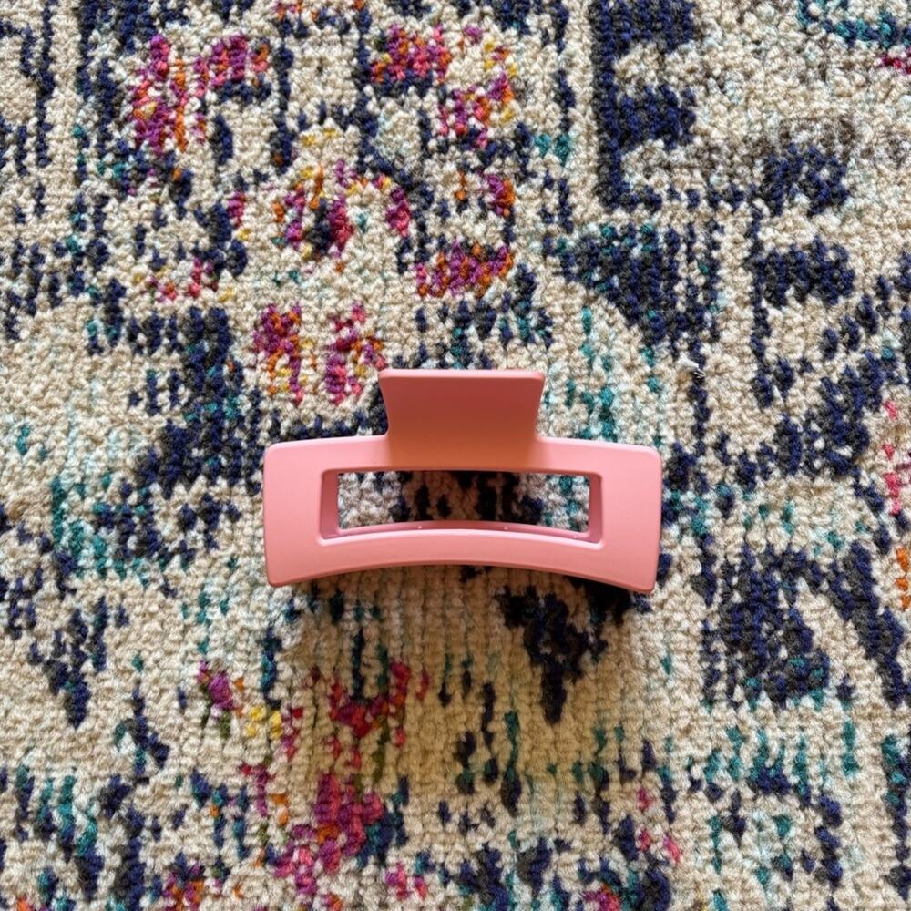 Pastel Pink Medium Square Claw Clip 3.1 in Clean Girl Aesthetic